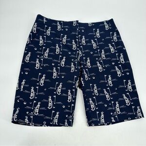 IZOD GOLF Shorts Women’s 4 Dark Blue Golf Bag Print Classic Preppy Vacation